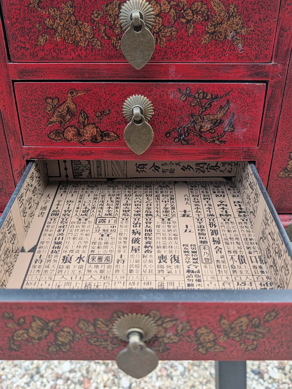 Vintage Hand Painted Four Drawer Wooden Jewelry Box